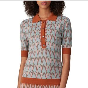 AKNVAS Andie Top Women Medium Short Sleeve Knit Sweater Ikat Cotton Blend